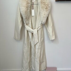 LoveShackFancy Mahika Wool-Cashmere Faux Fur Collar Coat - New with tags